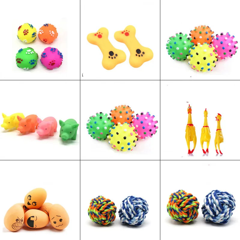 New Pet Toy Rubber Squeak Toys for Dog Chew Bone Slipper Squeaky Ball Dog Toys Tooth Grinding & Training supplies accessories