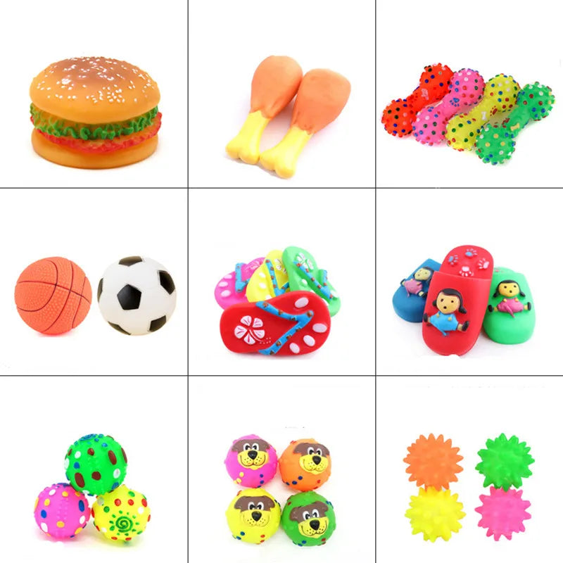 New Pet Toy Rubber Squeak Toys for Dog Chew Bone Slipper Squeaky Ball Dog Toys Tooth Grinding & Training supplies accessories