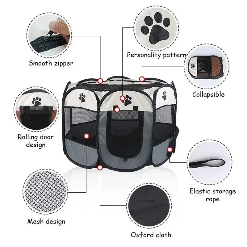 Portable Foldable Outdoor DogTent dog House Portable Folding Travel Pet Tent Cat/Dog Cage Easy Operation Large Cat/Dog Fences