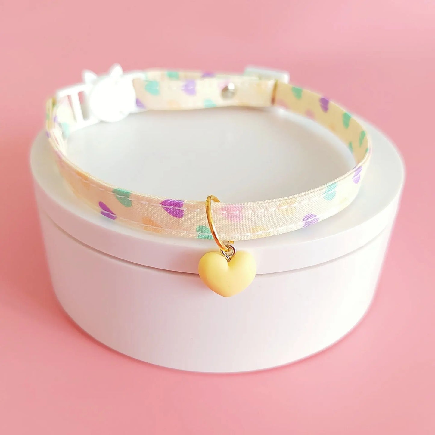 Adjustable Pet Cat Collar Safety Buckle Puppy Kitten Collar Printed Pattern Heart Neck Decorative Collar Pet Accessories