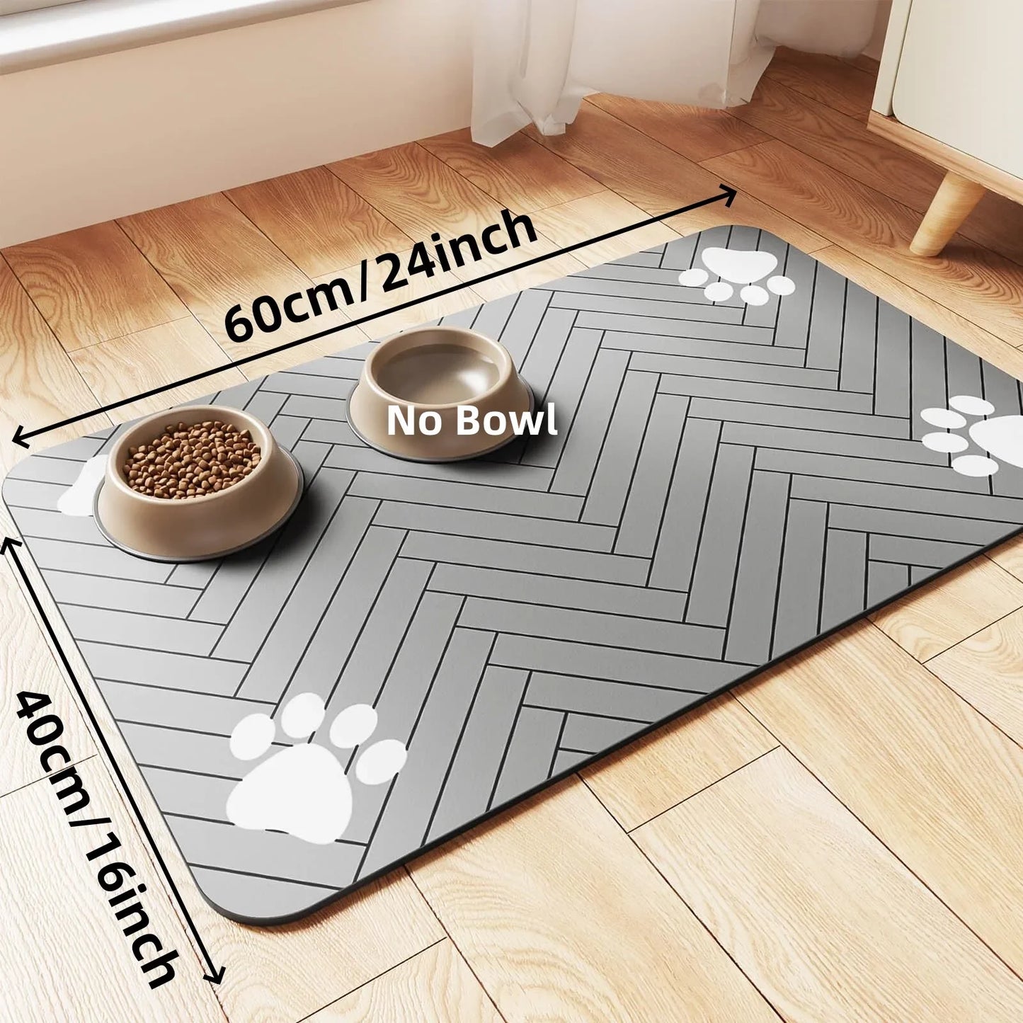 Alfombrilla para comer para mascotas - Mantel individual absorbente para comederos y bebederos con base de goma impermeable de secado rápido para perros y gatos