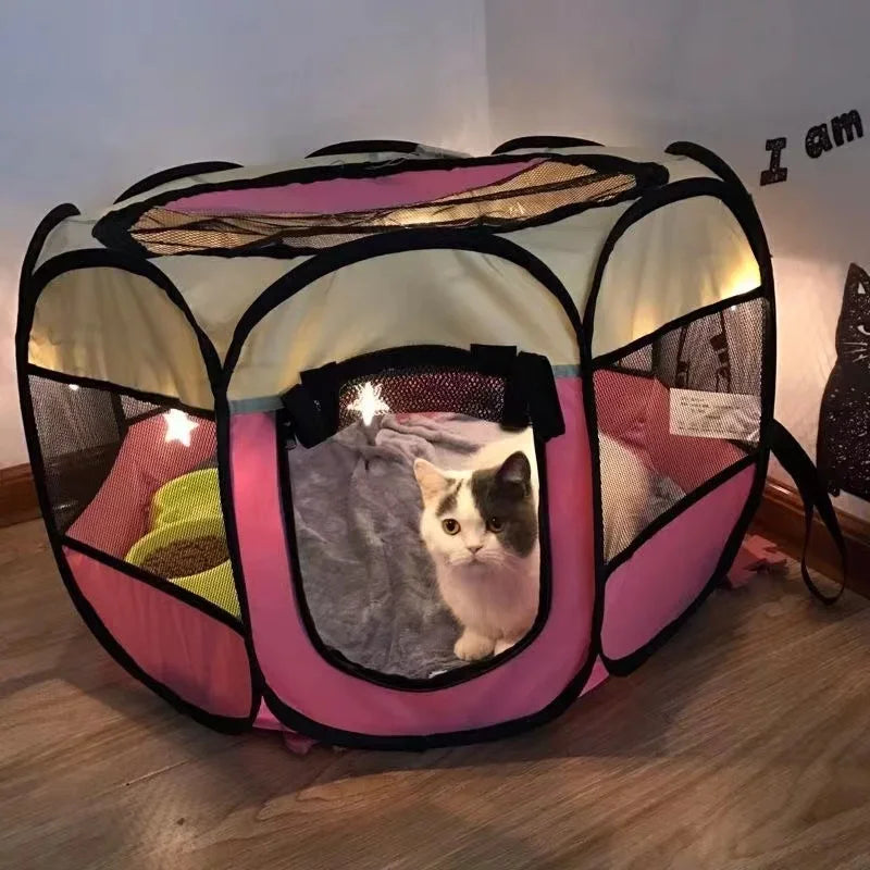 Portable Foldable Outdoor DogTent dog House Portable Folding Travel Pet Tent Cat/Dog Cage Easy Operation Large Cat/Dog Fences