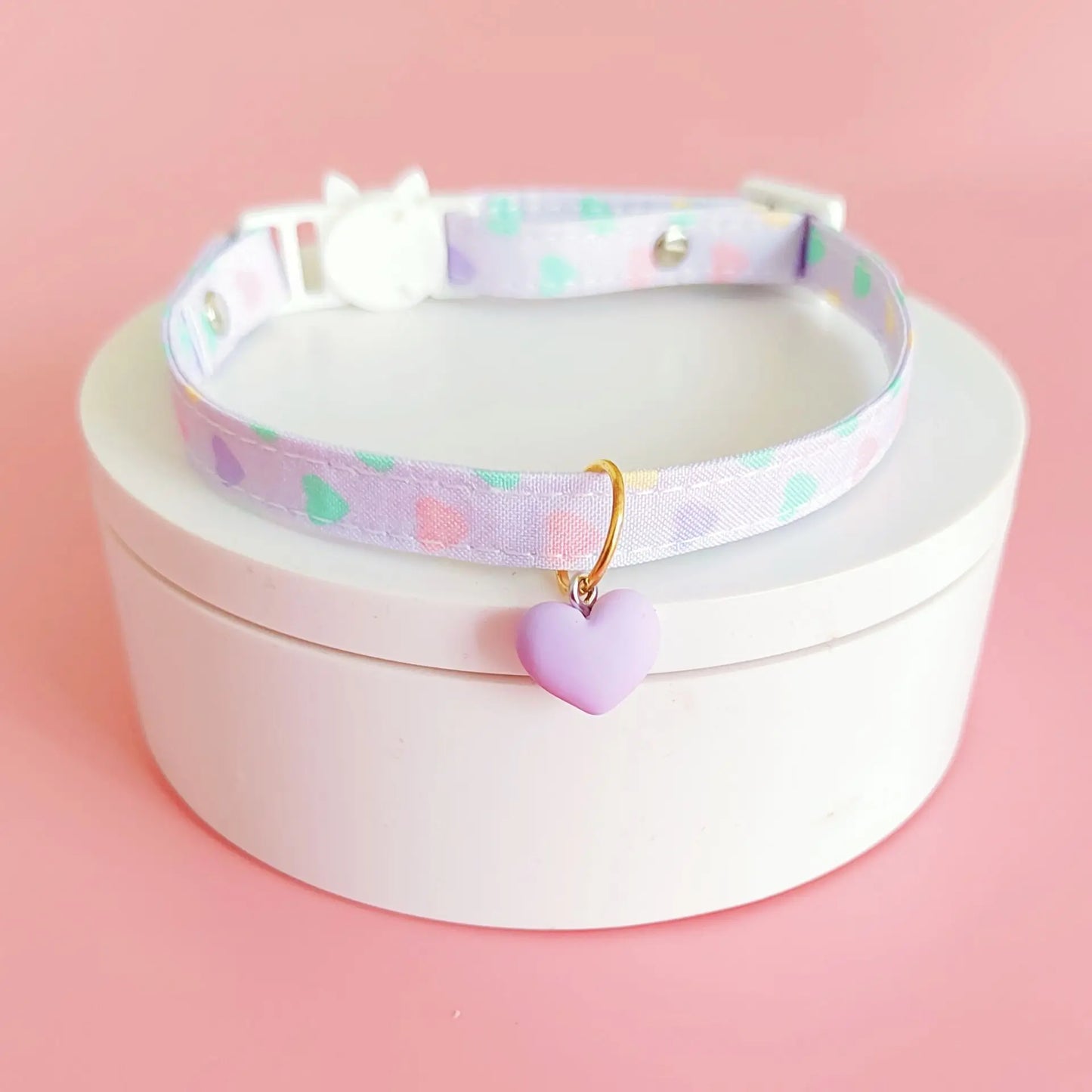 Adjustable Pet Cat Collar Safety Buckle Puppy Kitten Collar Printed Pattern Heart Neck Decorative Collar Pet Accessories