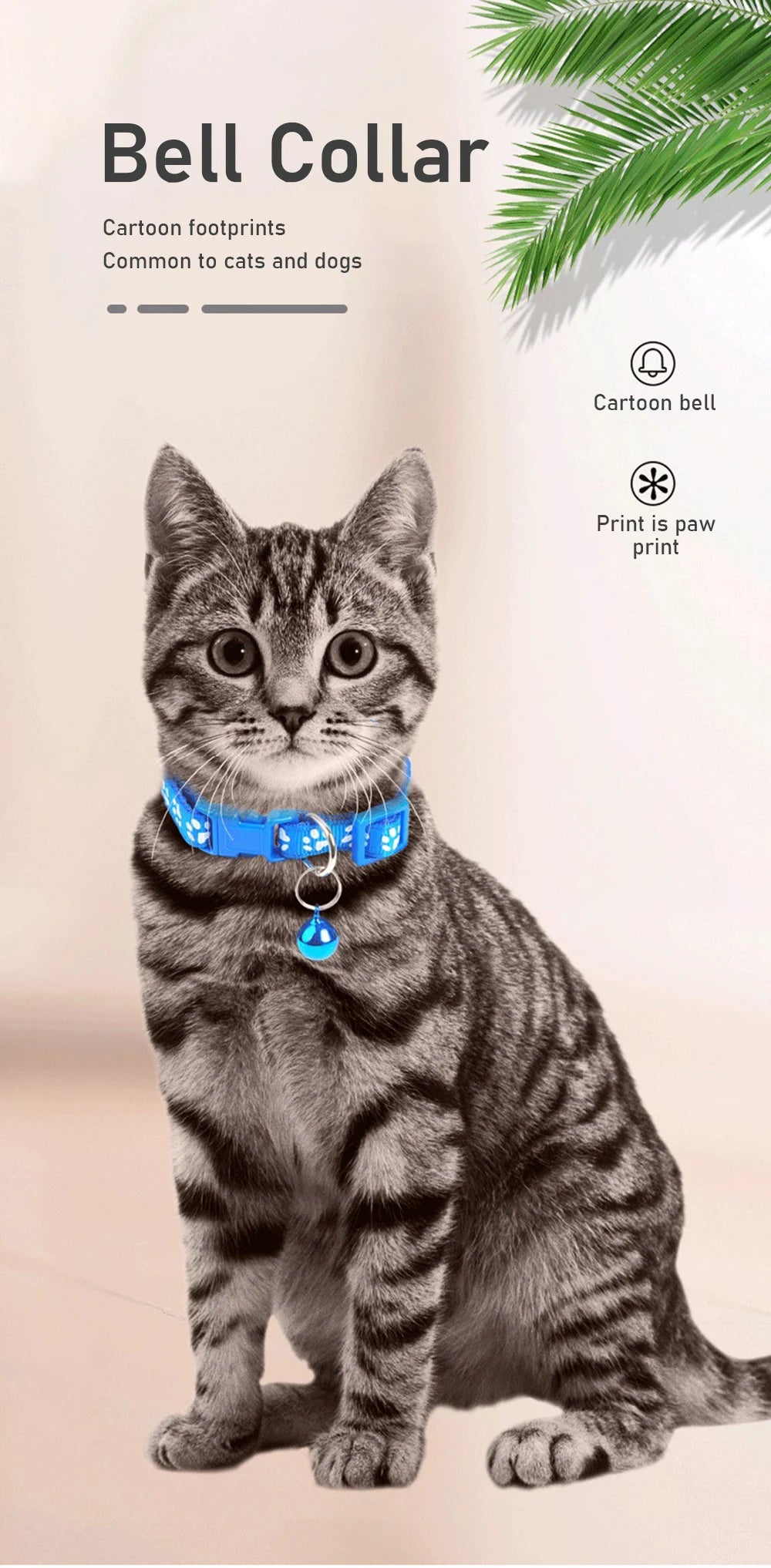 Collar para mascotas con campana, huella de dibujos animados, colorido, para perro, cachorro, gatito, collar ajustable de seguridad con timbre, accesorios para mascotas