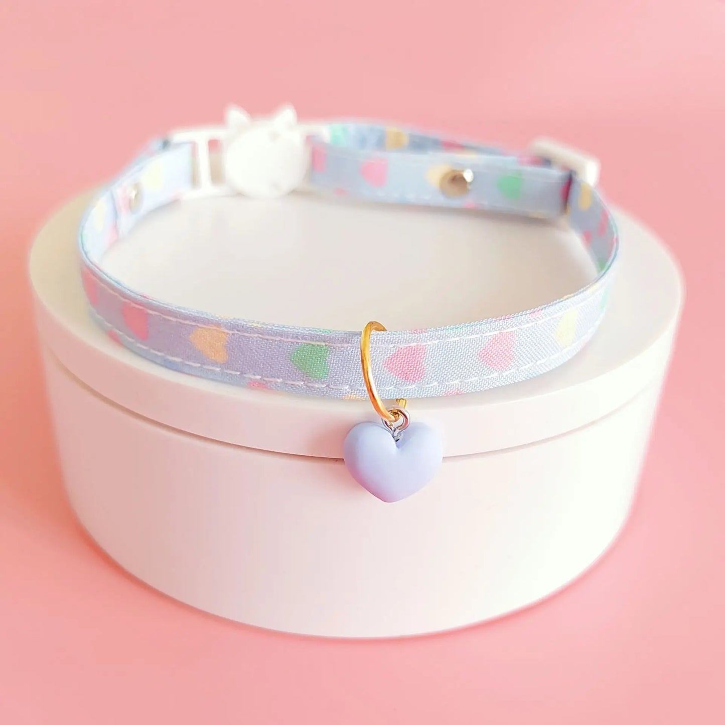 Adjustable Pet Cat Collar Safety Buckle Puppy Kitten Collar Printed Pattern Heart Neck Decorative Collar Pet Accessories